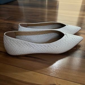 White leather flats